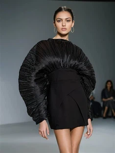 แจ็คเก็ตพร้อมแขนพัฟกว้าง